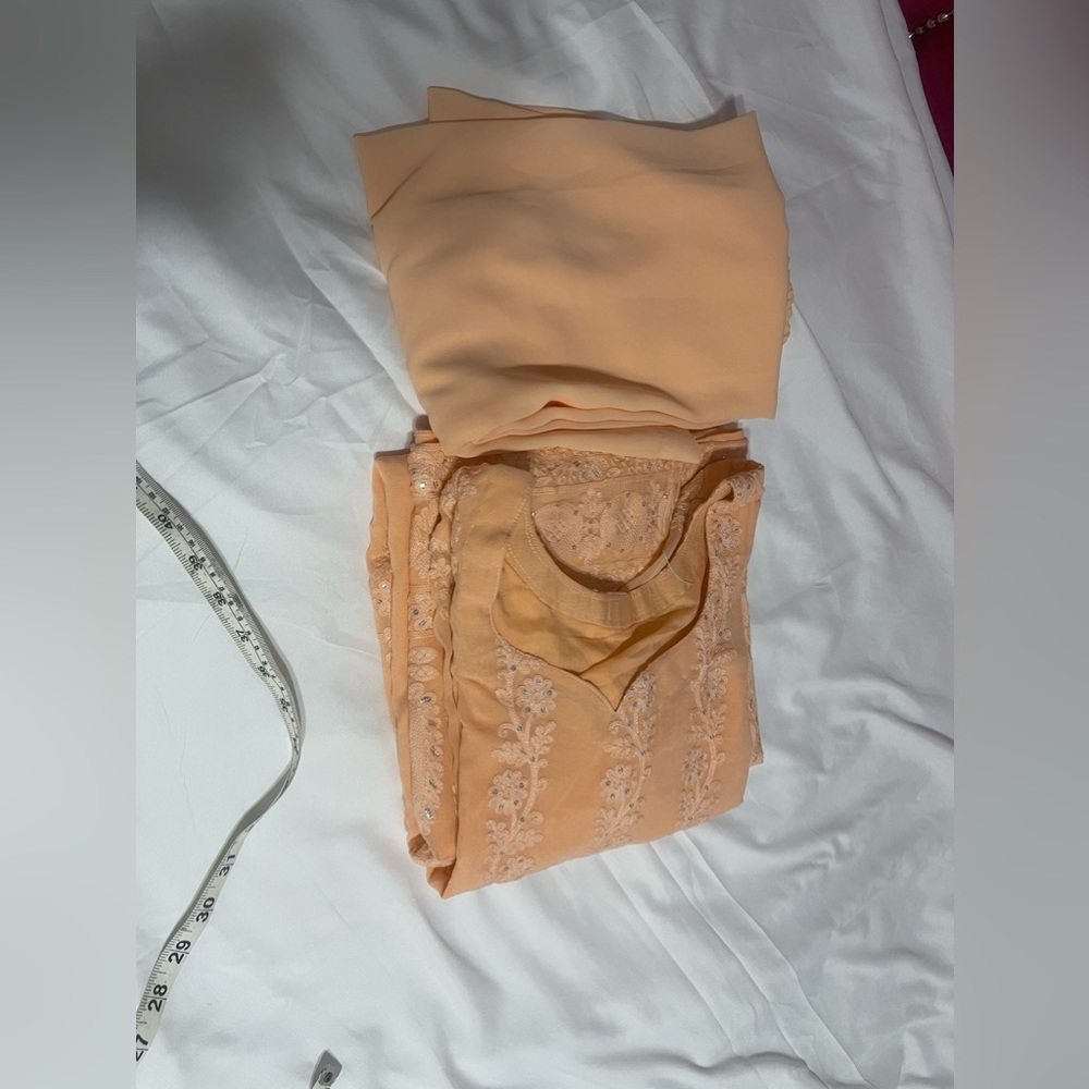 peach color Two piece, Indian dress, and pant never worn condition new